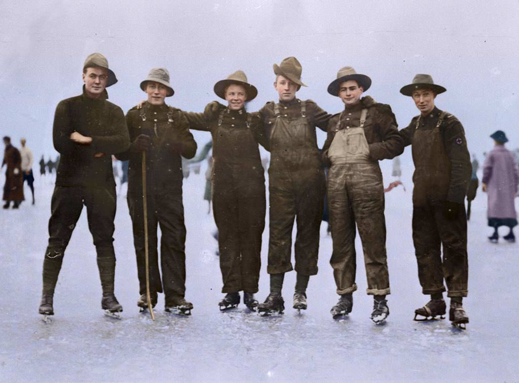 Canadian forestry men having a skate