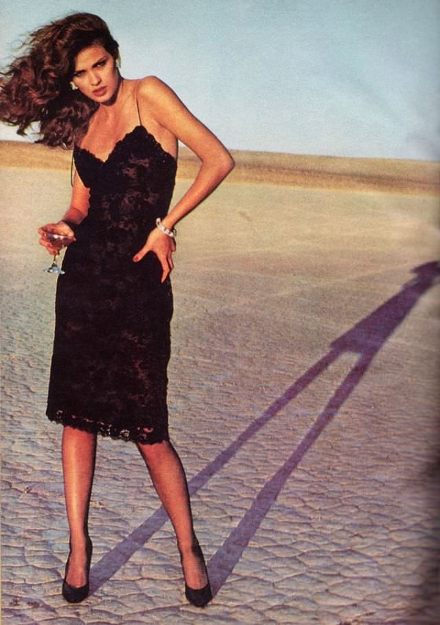Gia Carangi photographed by Chris Von Wangenheim, hair by John Sahag, makeup by Ariella for Vogue, February 1979