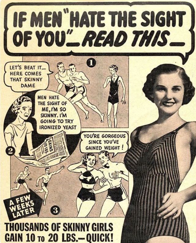 50+ Hilarious Vintage Ads Promoting Weight Gain For Women For Ridiculous Reasons