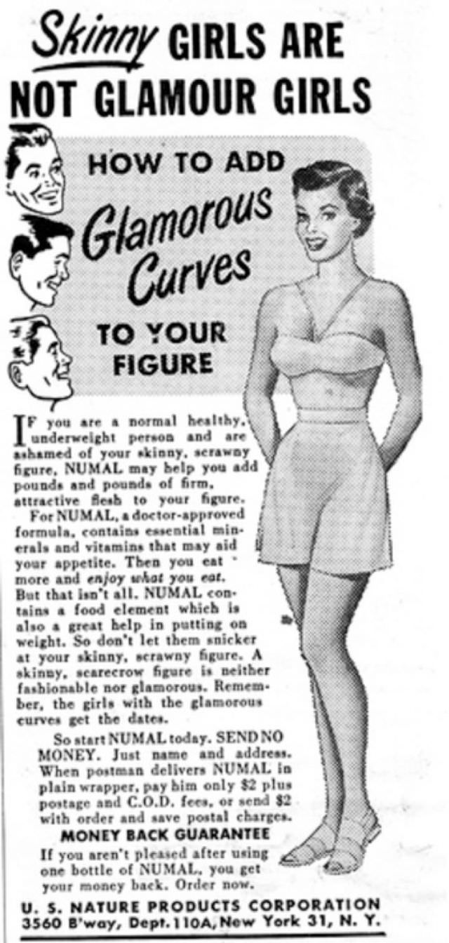 50+ Hilarious Vintage Ads Promoting Weight Gain For Women For Ridiculous Reasons