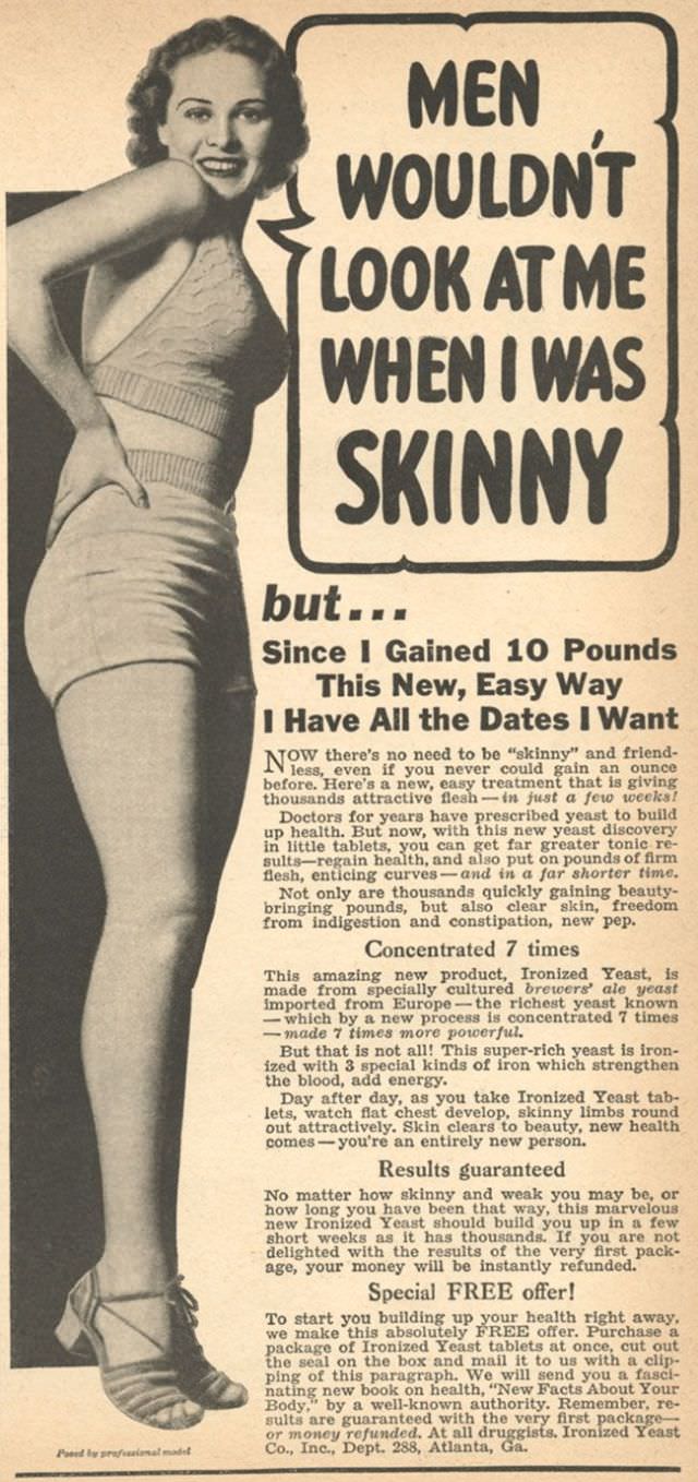 50+ Hilarious Vintage Ads Promoting Weight Gain For Women For Ridiculous Reasons