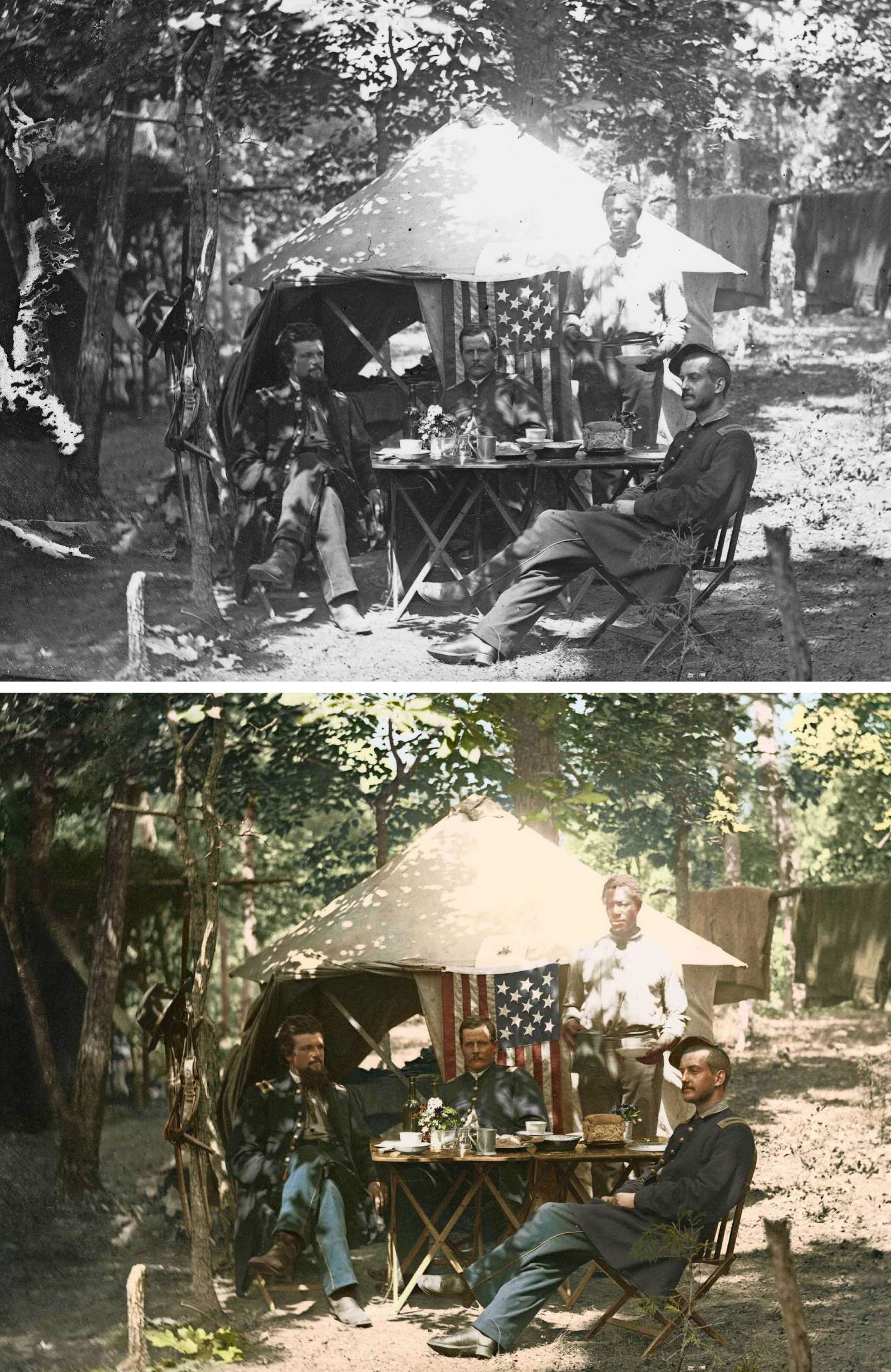 Officer’s mess, Company E, 93rd New York Volunteers, in Bealeton, Va., Aug., 1863.