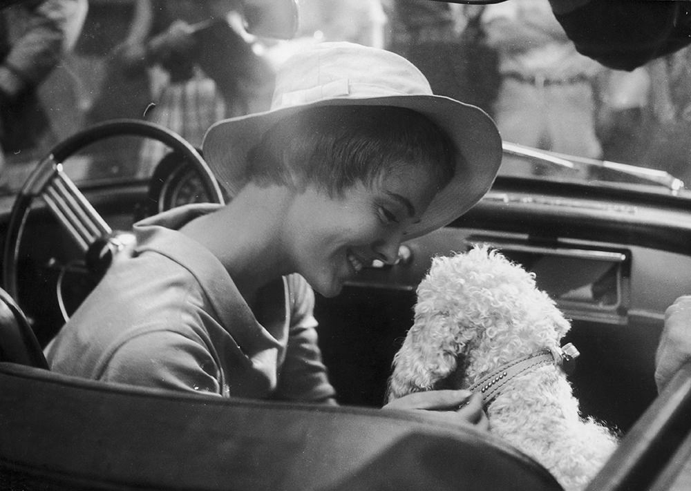 Jean Arthur and her dog