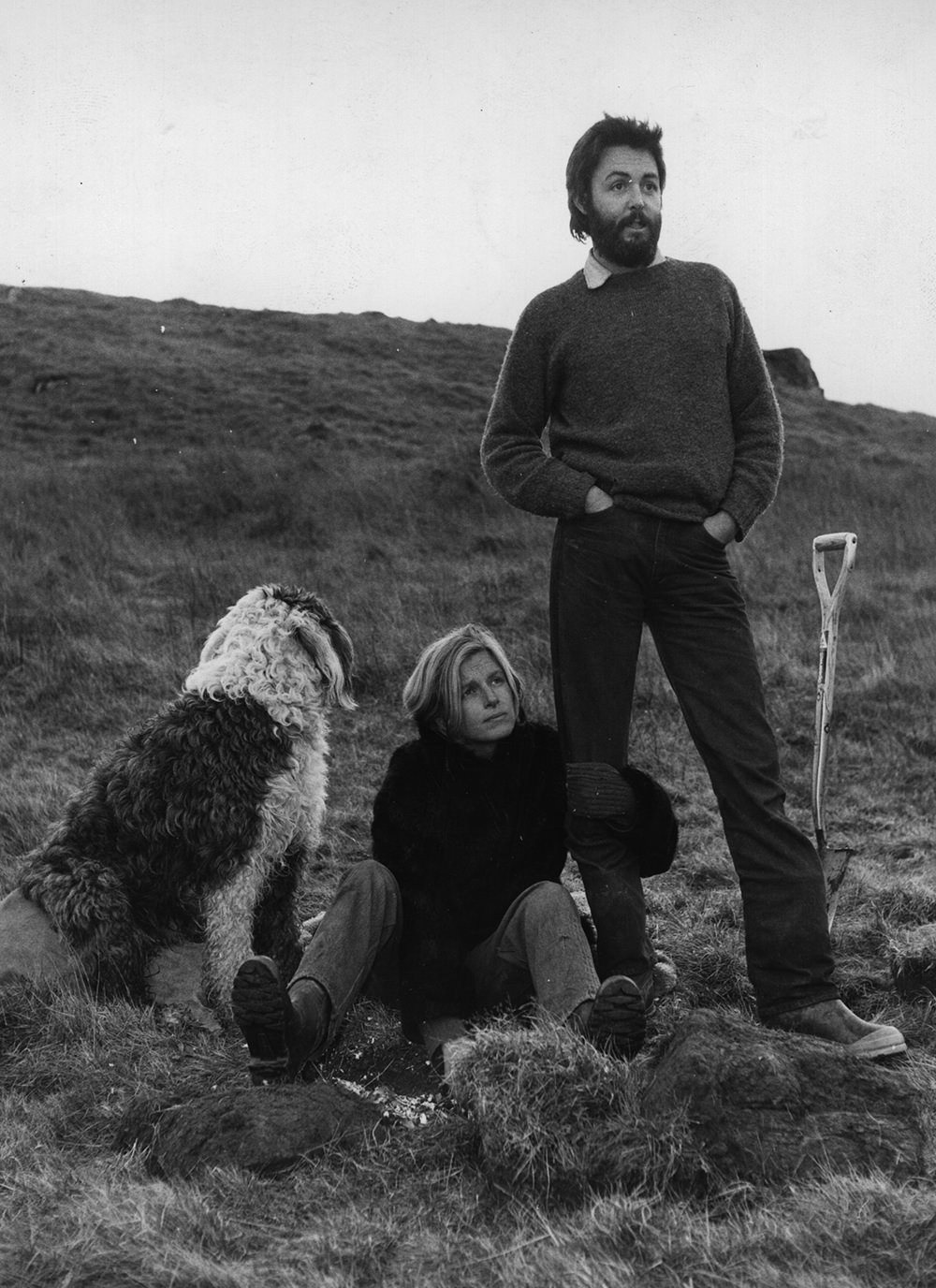Paul and Linda McCartney with their dogs