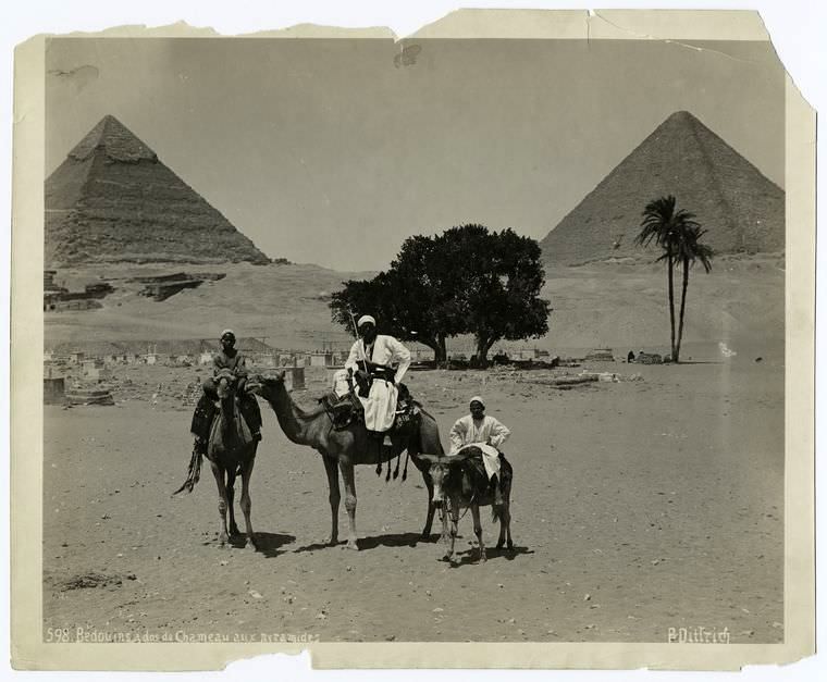 People at the Ancient Egyptian Pyramids of Giza