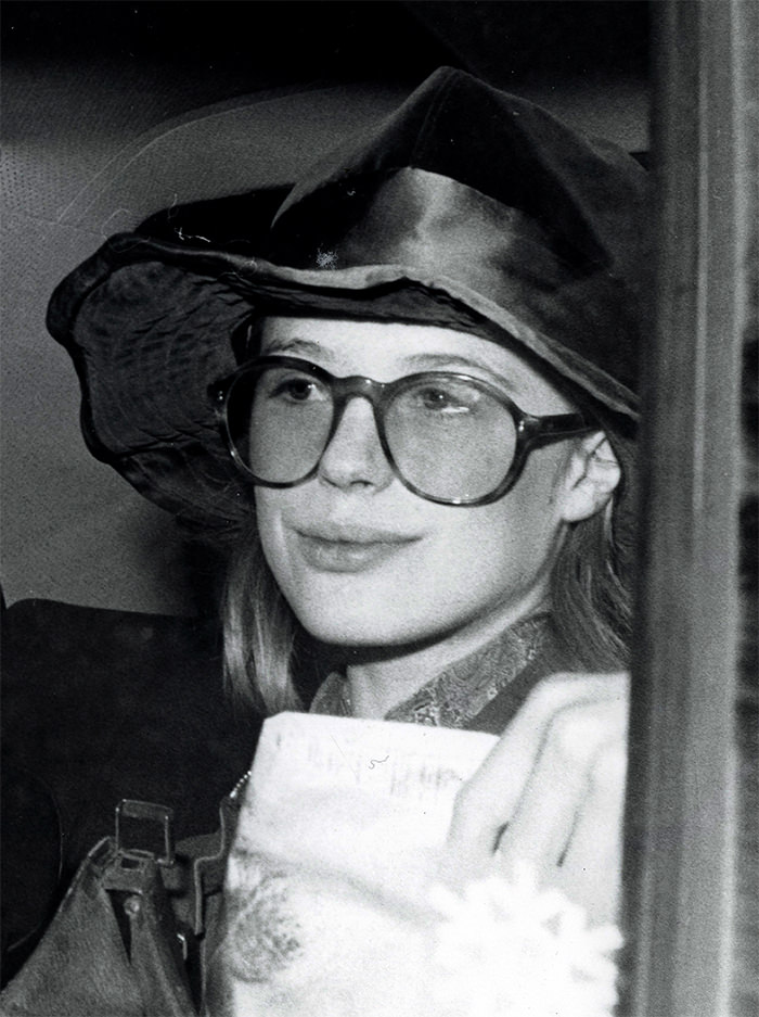 Marianne Faithfull going to court the day after a drug raid at her and Mick Jagger’s residence at Cheyne Walk, May 1969.