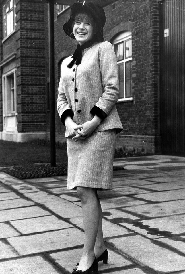 Marianne Faithfull posing for a newspaper article announcing her engagement to Arts Undergraduate John Dunbar, 1965.