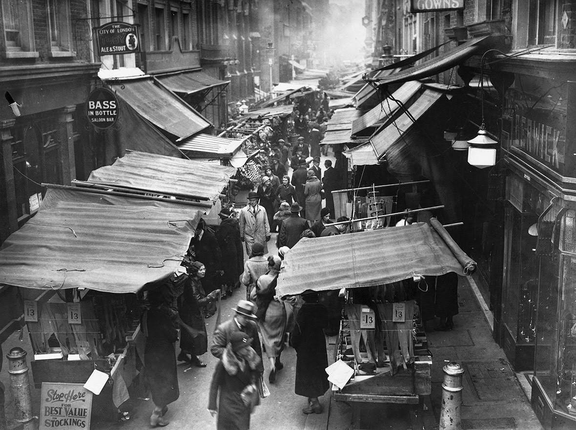 The bustling market on Berwick Street in the heart of London's Soho, 1933