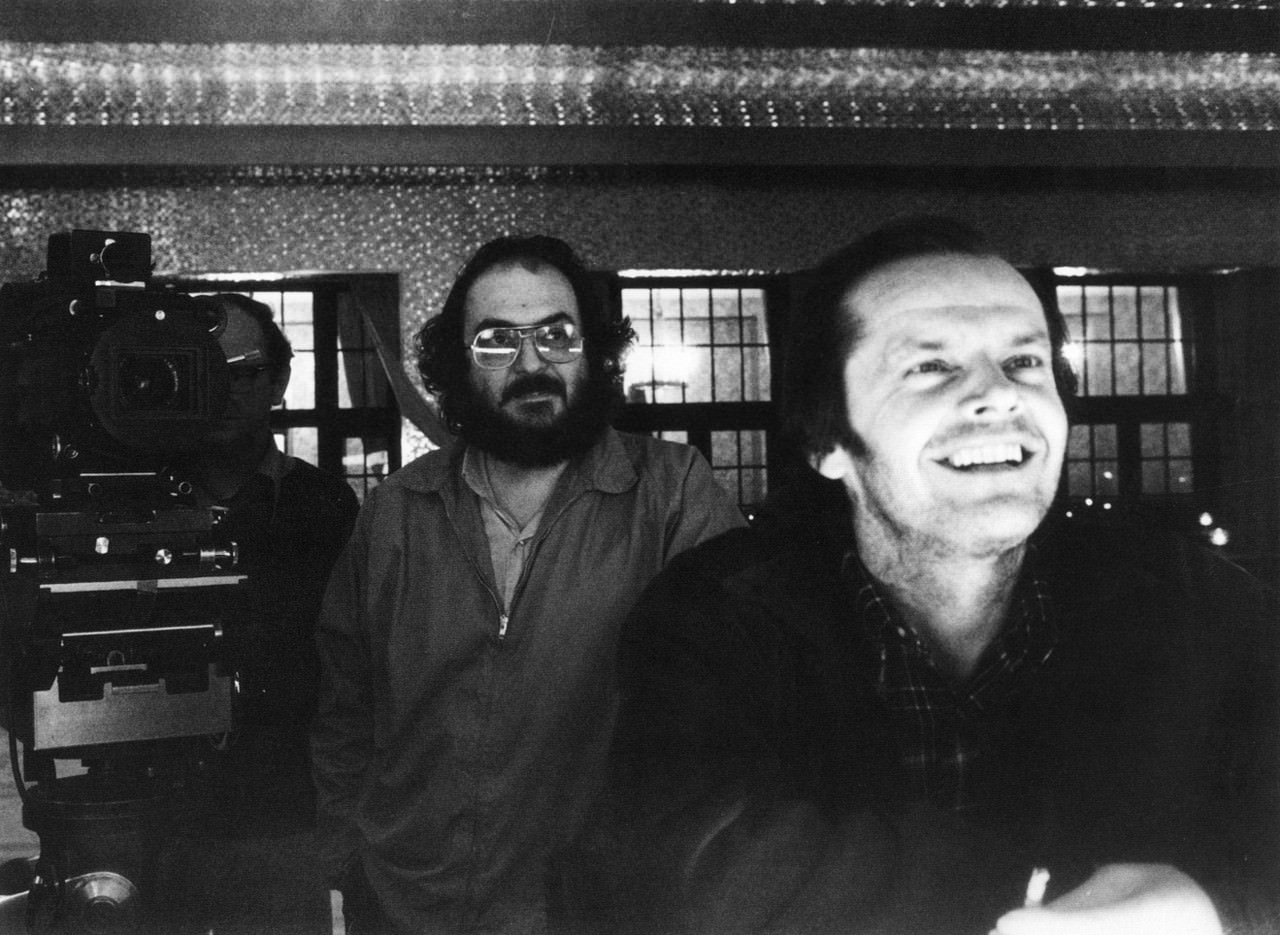 Stanley Kubrick and Jack Nicholson on set.