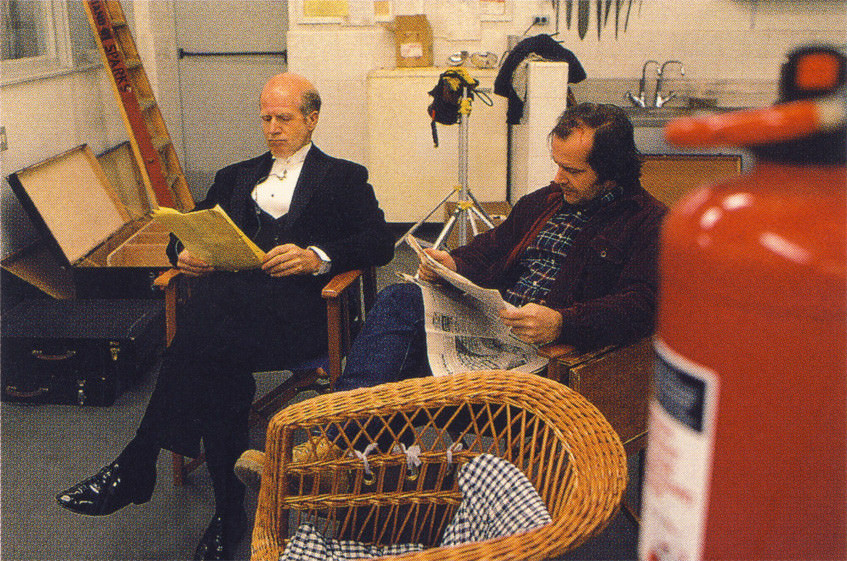 Philip Stone (Delbert Grady) and Jack Nicholson between takes.