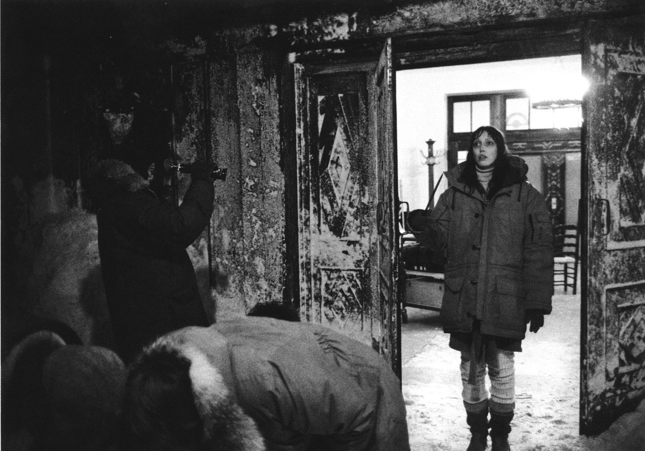 Stanley Kubrick and Shelley Duvall on set.