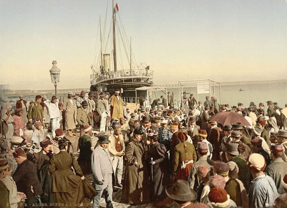 Disembarking from a ship, Algiers, Algeria