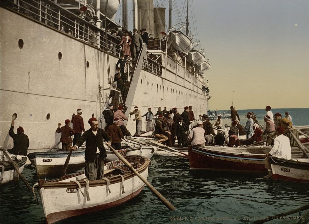 Passengers disembarking, Algiers, Algeria