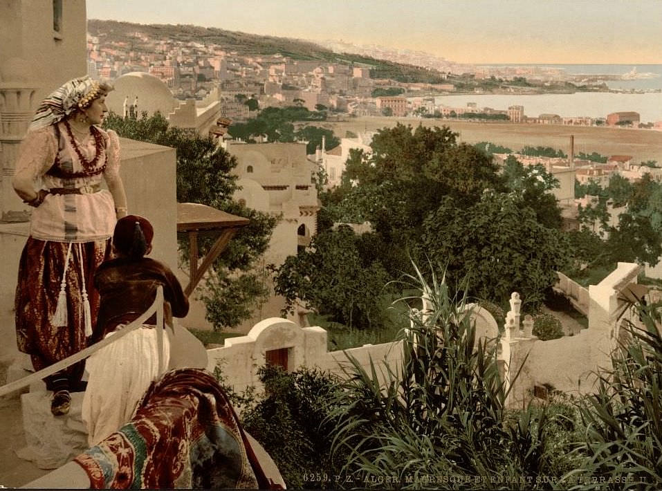 Moorish woman and child on the terrace, II, Algiers, Algeria