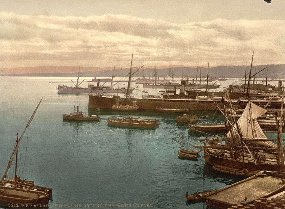 Harbor by moonlight, I, Algiers, Algeria