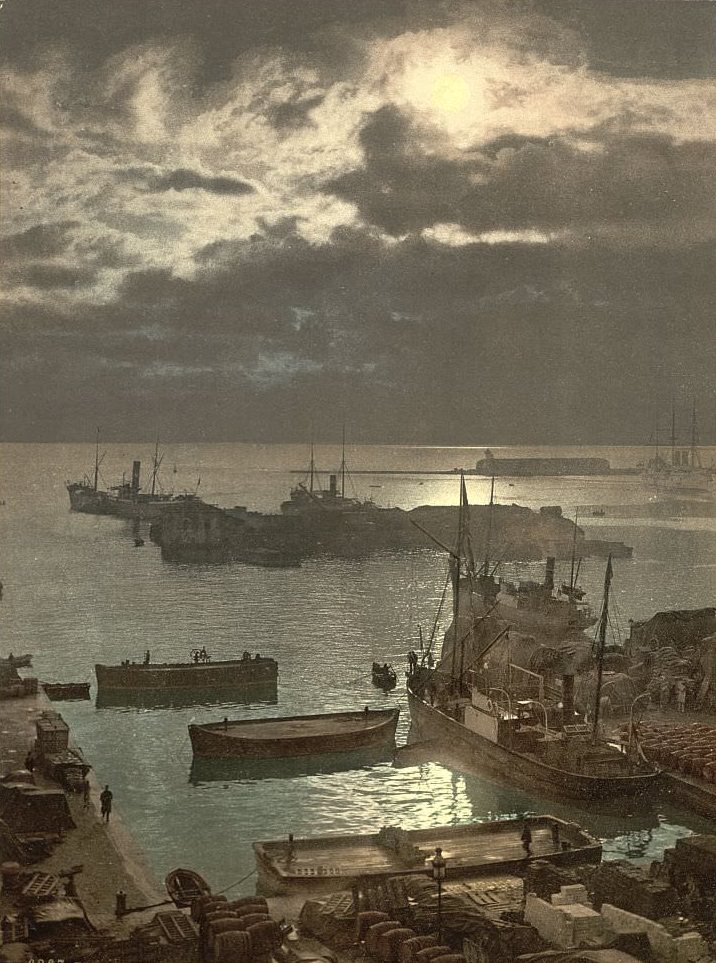 Harbor by moonlight, II, Algiers, Algeria