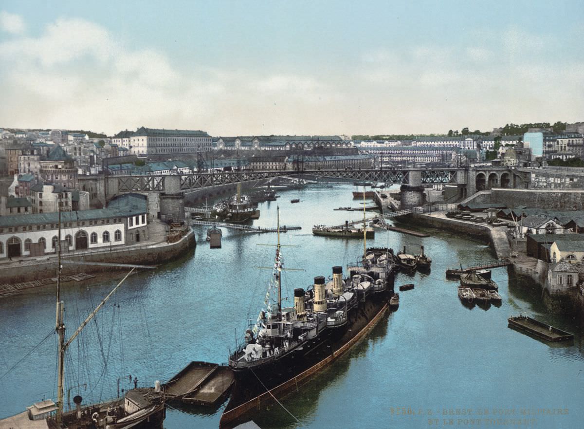 The Port Militaire and swing bridge, Brest.