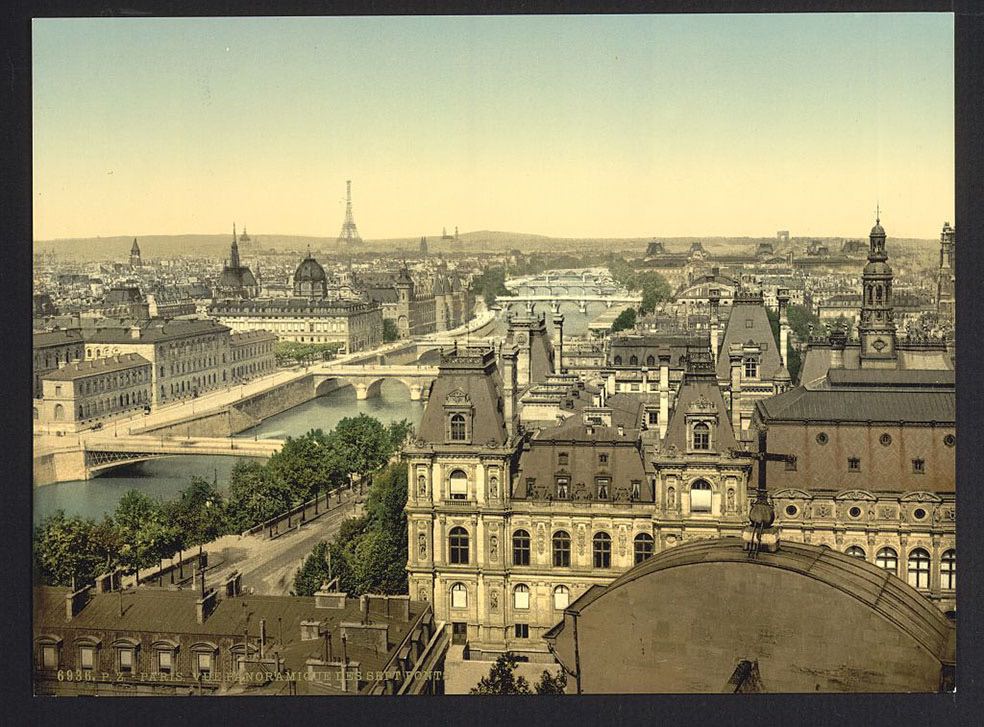 Panorama of the seven bridges, Paris, France.