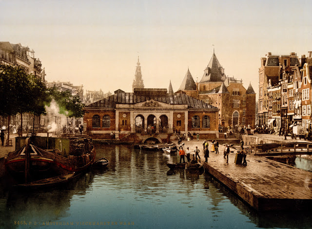 Fishmarket and bourse, Amsterdam, North Holland, the Netherlands