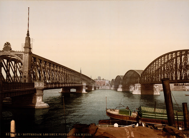 The two bridges on the Meuse, Rotterdam, South Holland, the Netherlands