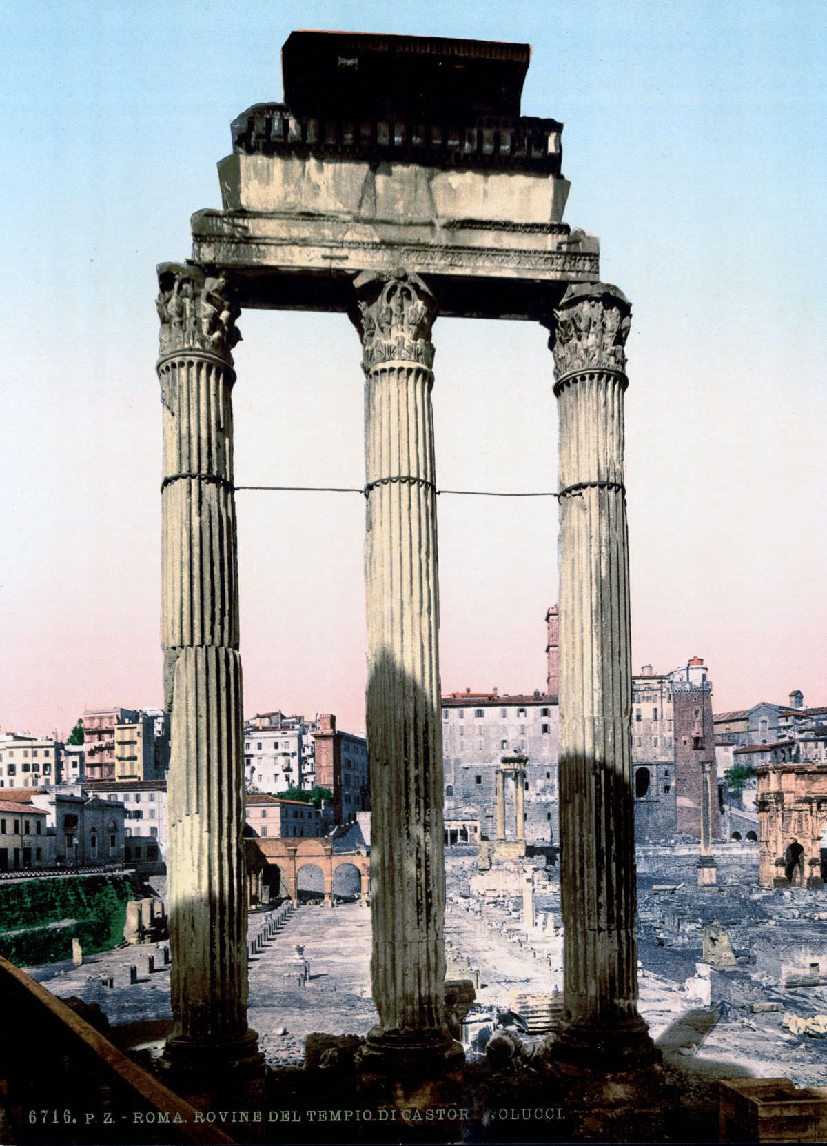 The ruins of the Temple of Castor and Pollux.