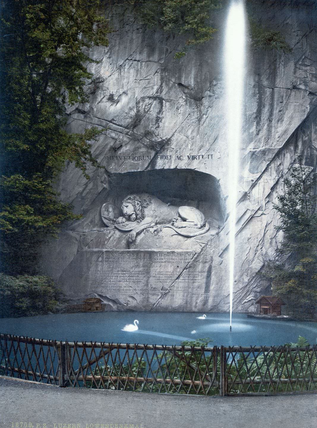 The Lion Monument in Lucerne, carved in 1820-21 to commemorate Swiss Guards killed in 1792 during the French Revolution.