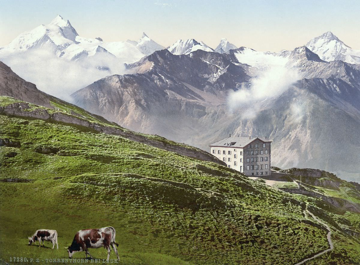 The village of Leukerbad and the Torrenthorn, Valais.
