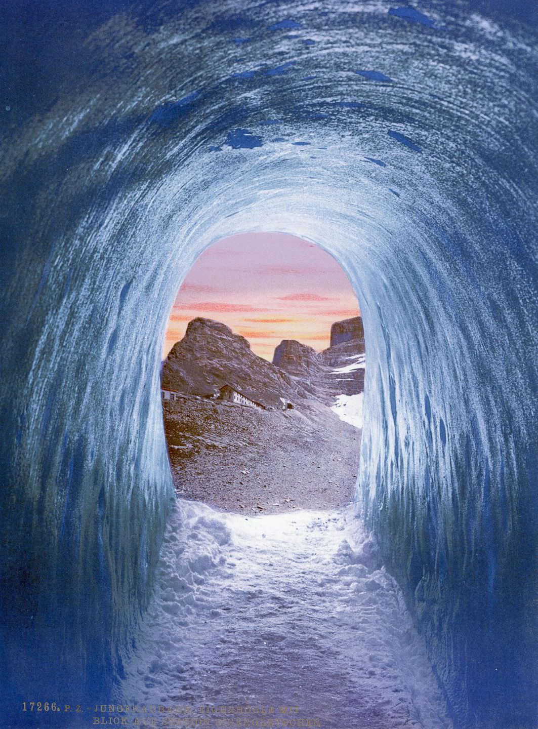 A view from an ice cave on Jungfrau.