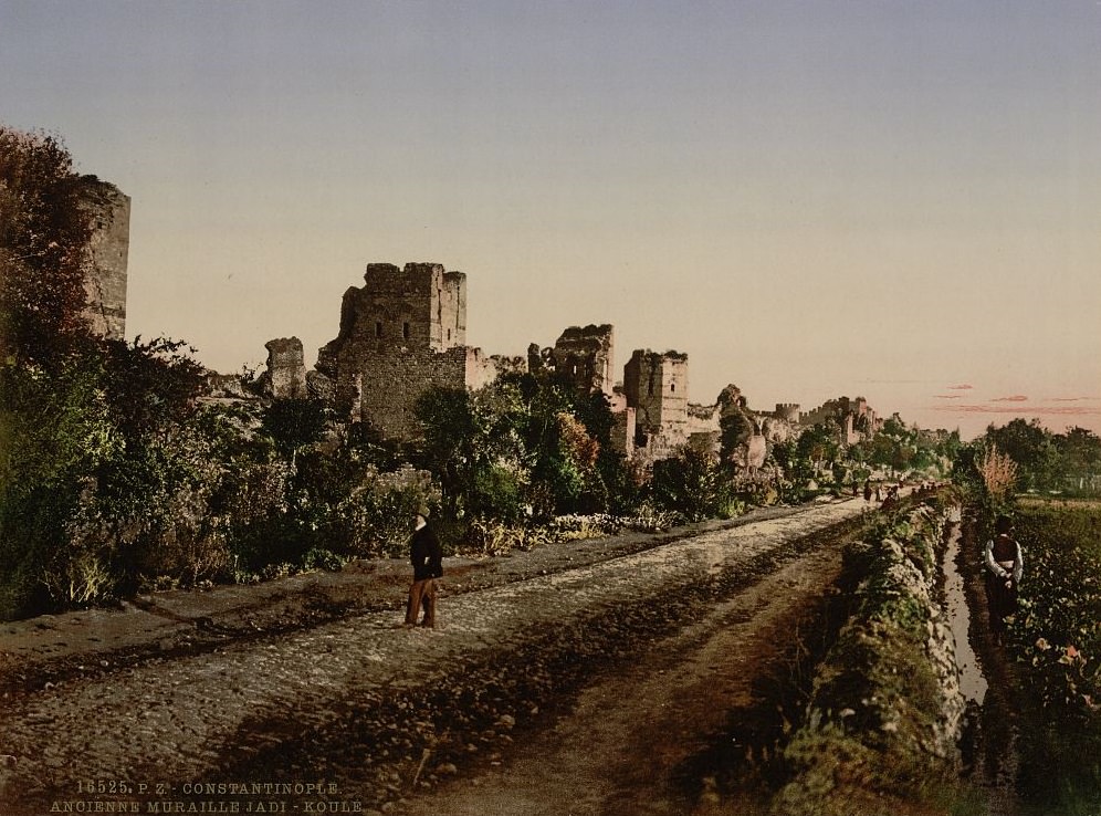 Byzantine wall near Irdikale, Constantinople, Turkey