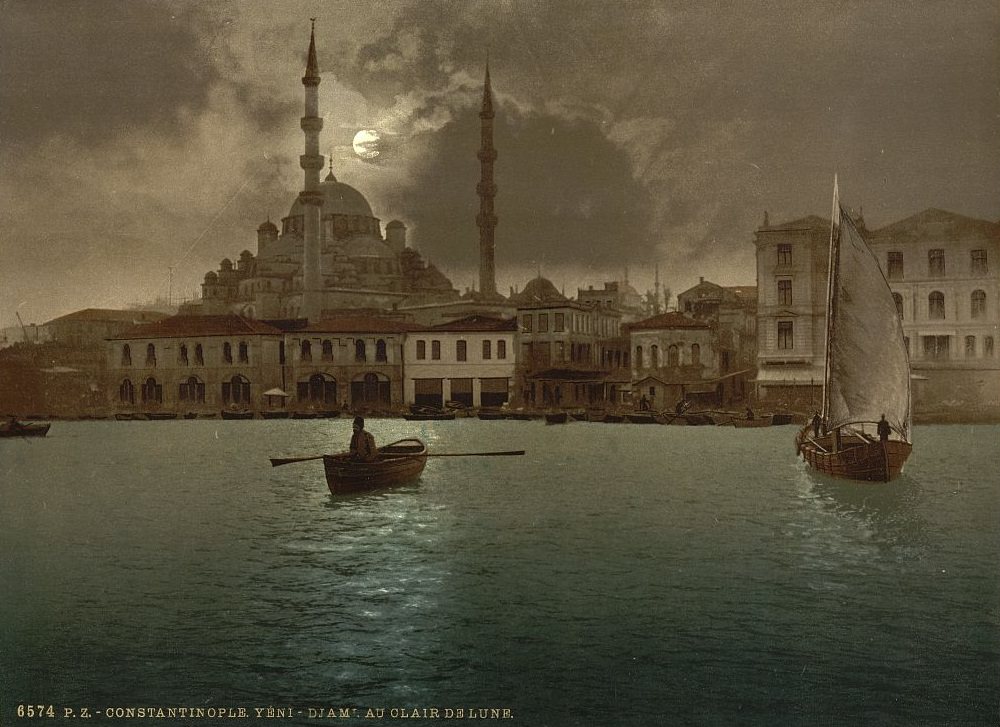 Yeni-Djama (i.e., Yeni Cami) by moonlight, Constantinople, Turkey