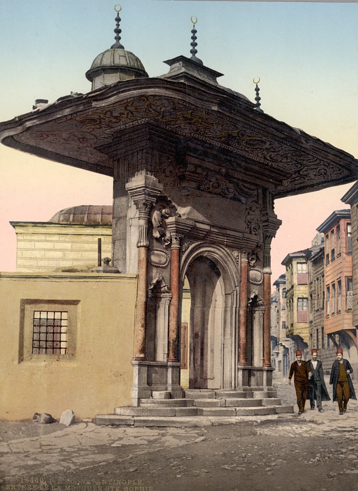 A street at Stamboul with fountain, Constantinople, Turkey