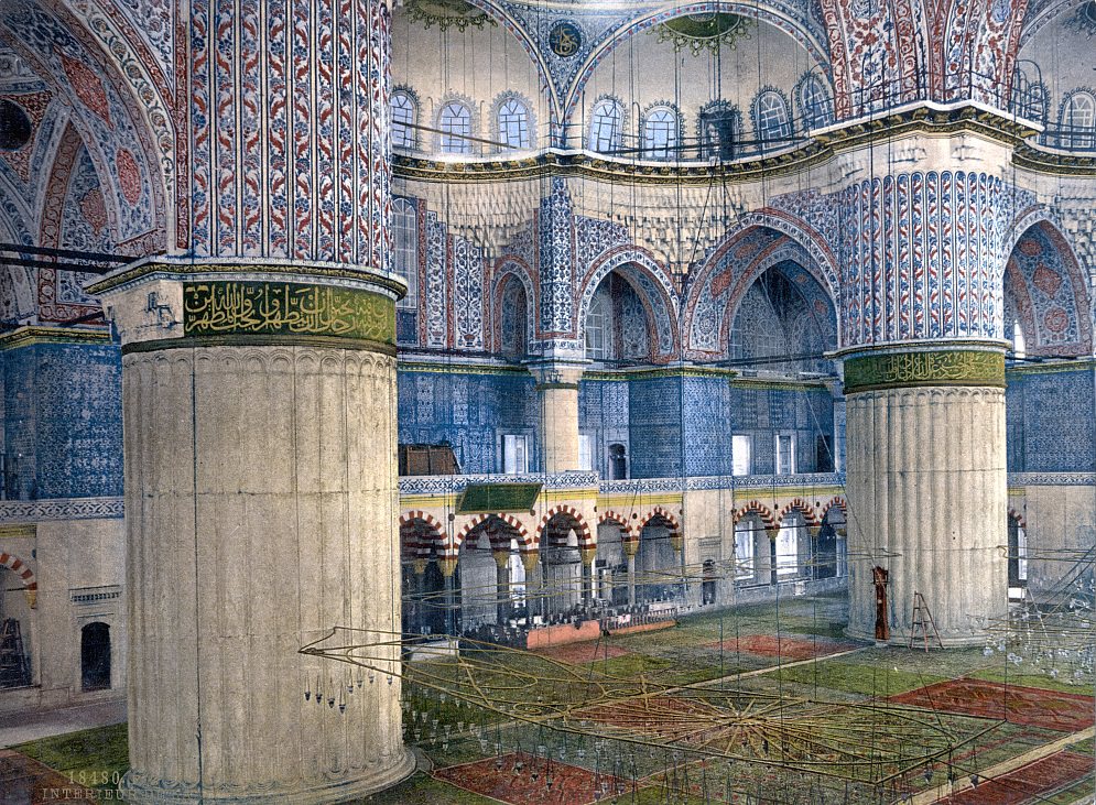 Mosque of Sultan Ahmet I, interior, Constantinople, Turkey