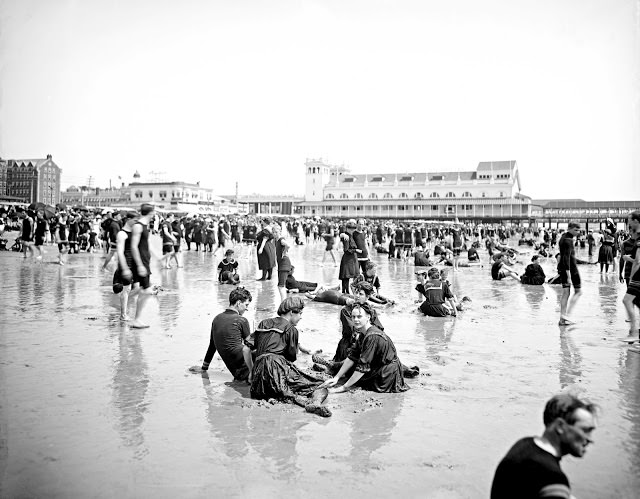 Along the beach, Atlantic City, New Jersey, ca. 1900s