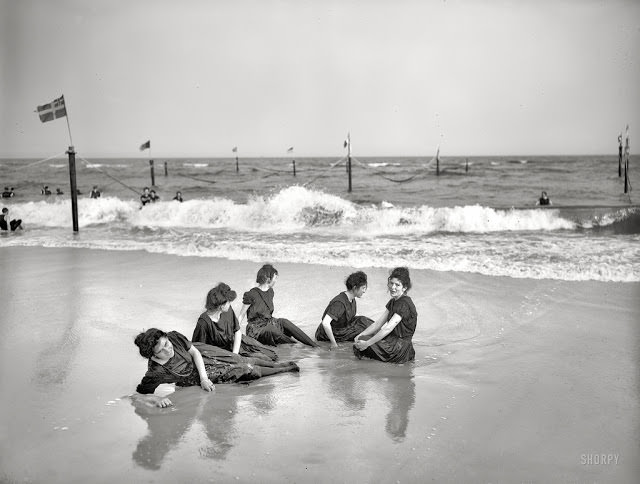 Bathing girls on the Atlantic City Beach, 1905