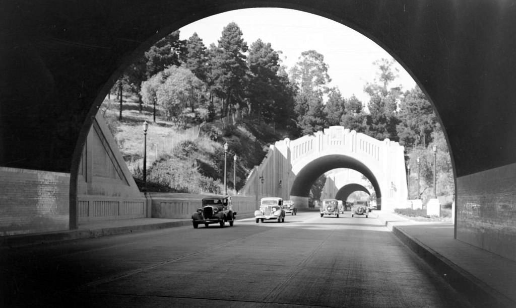 Looking northeast on Figueroa from tunnel no. 1, 1935