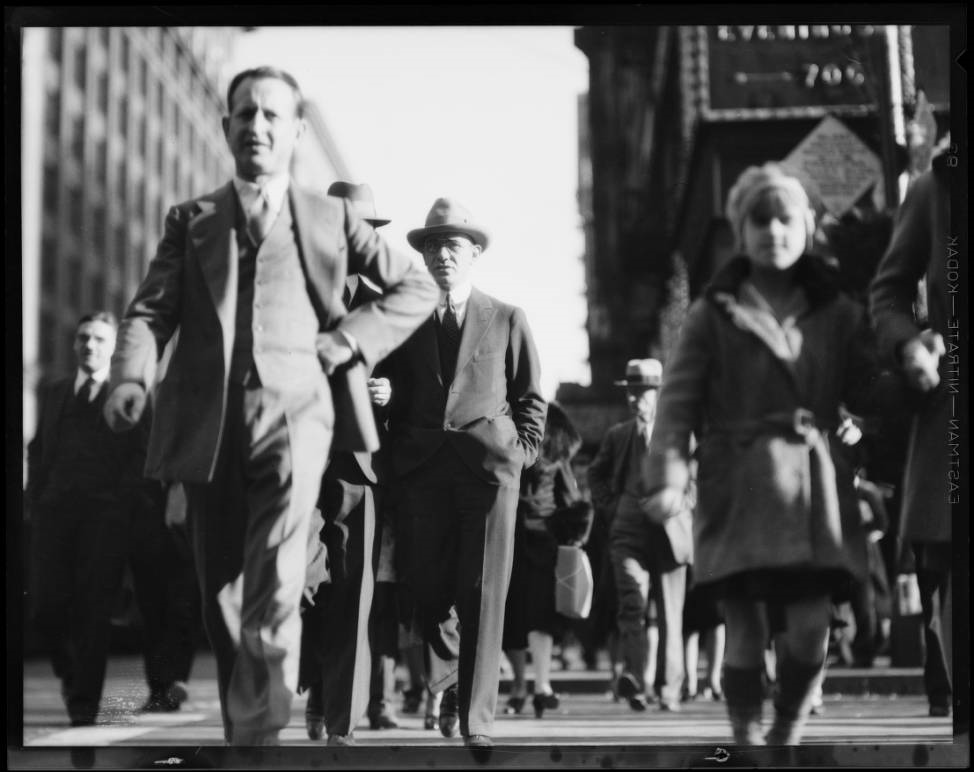 Crowds at Broadway and 7th Street, Los Angeles, CA, 1930