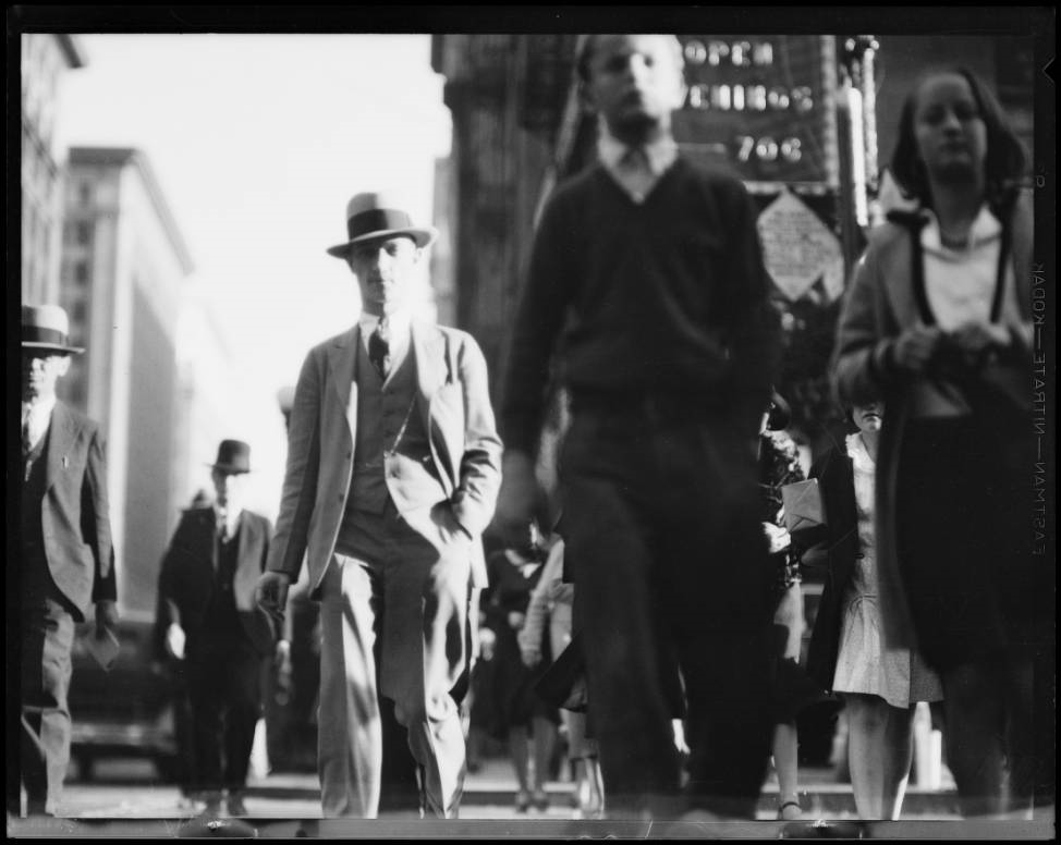 Crowds at Broadway and 7th Street, Los Angeles, CA, 1930