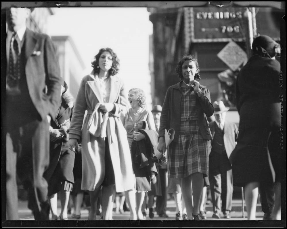 Crowds at Broadway and 7th Street, Los Angeles, CA, 1930