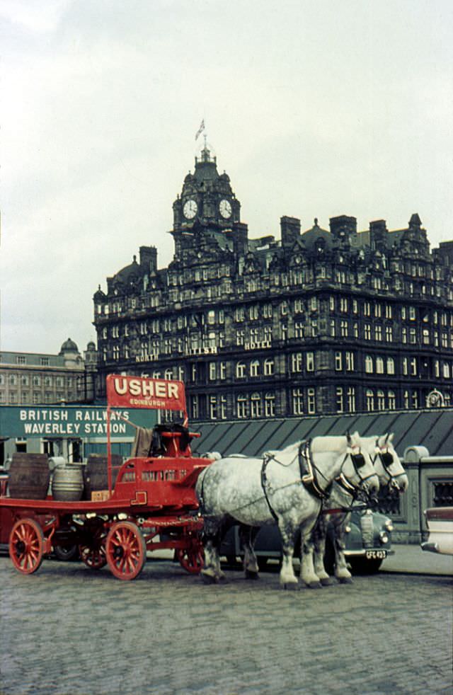 Usher Brewery Cart, Waverley Bridge, Edinburgh, 1961