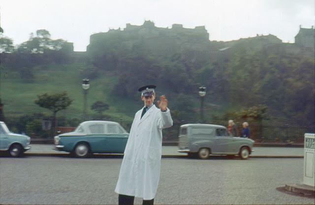 Traffic policeman, junction of Frederick St. and Princes St., Edinburgh, 1963