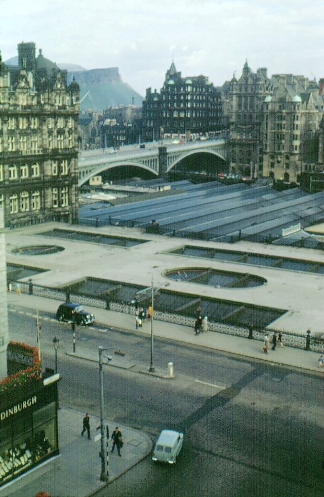 Waverley Station from south St. Andrew Street, Edinburgh, 1963