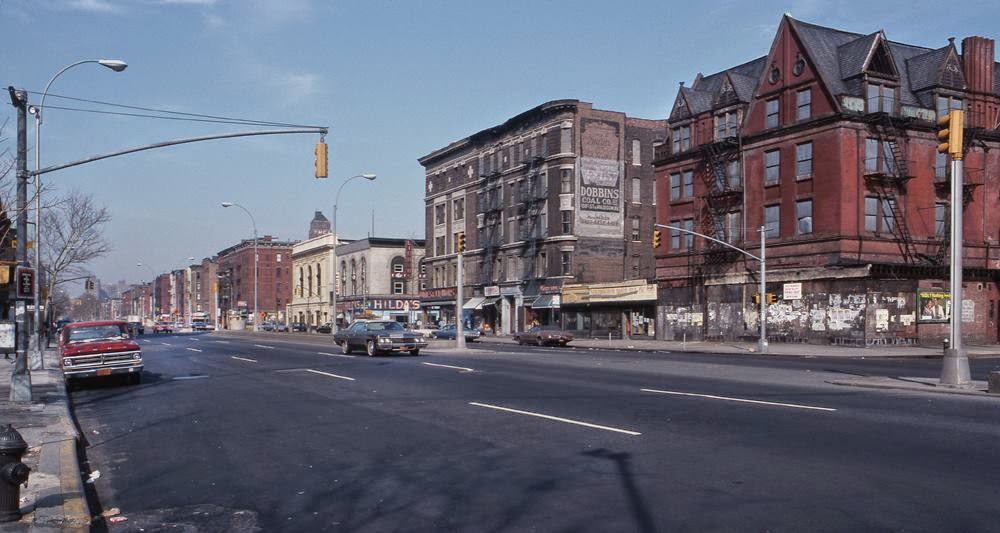 130th and 7th Avenue (A.C. Powell Boulevard), facing Northeast, 1978