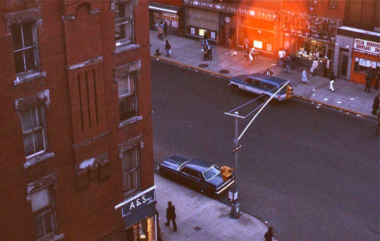 Second Avenue at East Seventh Street facing Southwest, late 1970s