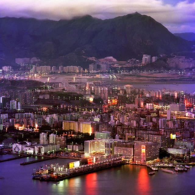 Kowloon Warf to Kai Tak from the peak, 1975