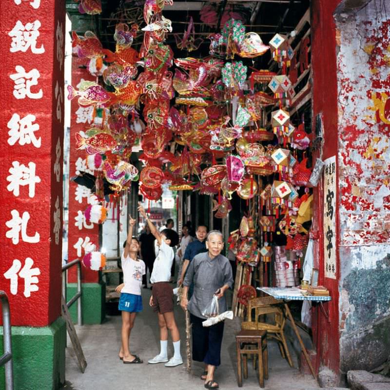 Moon Festival lanterns in Wan Chai, 1976