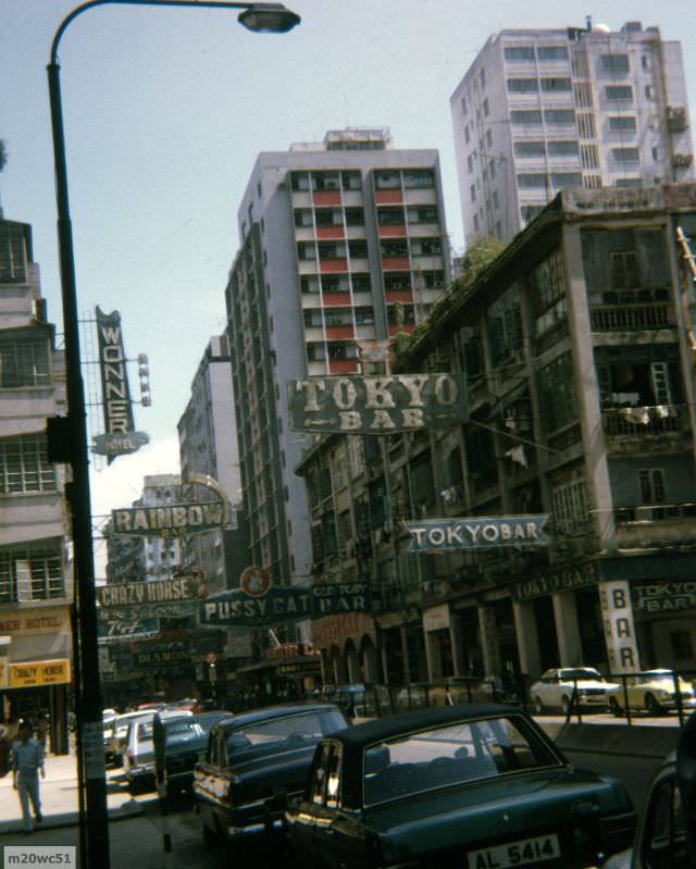 The Old Toby Bar next to the Pussycat Bar was the one favored by Black Sailors and Servicemen, Lockhart Road, Wanchai, circa 1970-71