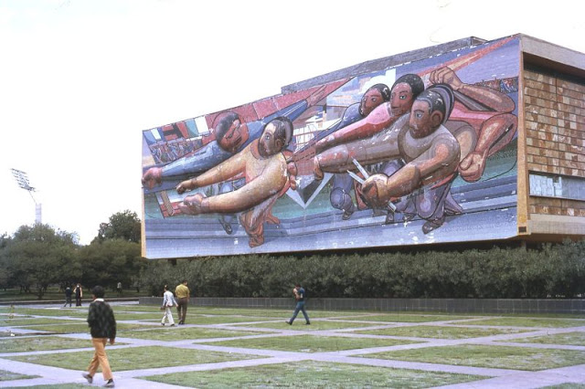 Mexico City. Mural on wall at the University of Mexico