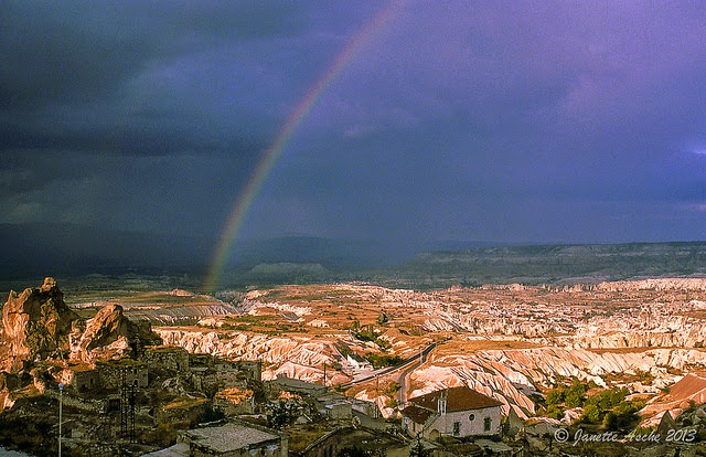 Rainbow over Cappadocia from Uchisar Castle
