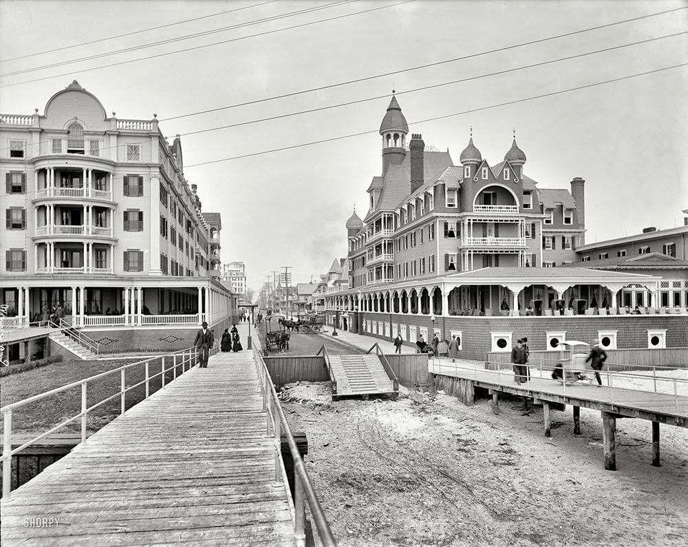 The Jersey Shore circa 1900. Hotel Windsor, Atlantic City. At left, the Traymore.