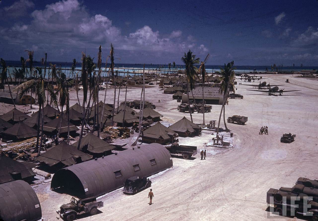 Airstrip on Tarawa during WWII.